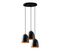 Suspension 3 Lampes Cloches Saccade Gakuli D20cm Métal Martelées Noir