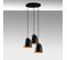 Suspension 3 Lampes Cloches Saccade Gakuli D20cm Métal Martelées Noir