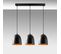 Suspension 3 Lampes Cloches Alignées Gakuli 125cm Métal Martelées Noir