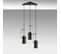 Suspension Projecteur Droit 3 Lampes Saccade Brewster Métal Noir