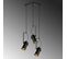 Suspension Projecteur Incliné 3 Lampes Saccade Brewster Métal Noir