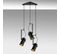 Suspension Projecteur Incliné 3 Lampes Saccade Brewster Métal Noir