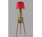 Lampadaire Trépied Lunctura 165cm Rouge Et Bois Naturel