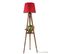 Lampadaire Trépied Lunctura 165cm Rouge Et Bois Naturel