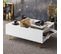 Table Basse Multi Rangement Sophisticari Effet Marbre Blanc