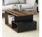 Table Basse Rudoka L90xh42cm Bois Naturel Et Effet Marbre Noir