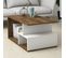 Table Basse Rudoka L90xh42cm Bois Naturel Et Blanc