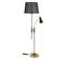 Lampadaire 2 Ampoules Mullsam H165cm Tissu Anthracite Et Métal Or Et Noir