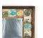 Miroir Mural Dallat L32,5xh33cm Bois Massif Foncé Motif Plantes Tropicales Vert, Bleu Et Jaune