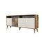 Buffet Bas 4 Portes Et 2 Niches De Rangement Kaltes L180cm Bois Foncé Et Beige