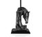 Lampe à Poser Tête De Cheval Géométrique Replico D24xh50cm Tissu Noir Et Métal Argent