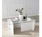 Table Basse Melar 105x65cm Bois Blanc Et Verre Transparent