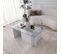 Table Basse Melar 105x65cm Bois Blanc Et Verre Transparent