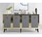 Buffet 4 Portes Ethne L150xh80cm Anthracite Et Or