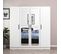 Armoire 4 Portes Et 4 Miroirs Bangka L180xh210cm Blanc