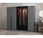 Armoire Design 3 Portes Et 2 Portes Vitrées Kanowa L225xh210cm Anthracite Et Noir