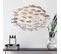 Décoration Murale Groupe De Poissons Karura L94xh58cm Métal Blanc, Marron Et Or