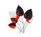 Décoration Murale 6 Feuilles D'automne Harpyie L73xh76cm Métal Noir Et Rouge