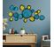 Décoration Murale Feuilles De Lotus Rukh L125xh62cm Métal Bleu, Noir Et Jaune