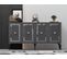 Buffet Bas 4 Portes Design Lahave L150cm Anthracite Et Argent