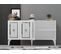 Buffet Bas 4 Portes Design Lahave L150cm Blanc Et Argent