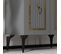 Buffet 2 Portes Design Alpo L75cm Bois Anthracite Motif Géométrique Or