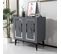 Buffet 2 Portes Design Alpo L75cm Bois Anthracite Motif Géométrique Argent