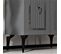 Buffet 2 Portes Design Alpo L75cm Bois Anthracite Motif Géométrique Argent