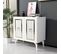 Buffet 2 Portes Design Alpo L75cm Bois Blanc Motif Géométrique Or