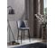 Lot De 2 Chaises De Bar Sero Velours Gris Et Métal Noir