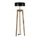 Lampadaire Thomas H170cm Bois Massif Naturel Et Métal Noir