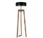 Lampadaire Thomas H170cm Bois Massif Naturel Et Métal Noir