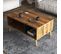 Table Basse Avec Rangement Elena L90cm Bois Foncé Et Anthracite