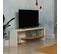 Meuble TV Design Minimaliste Louis L124cm Blanc Et Chêne Clair