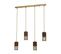 Suspension 4 Lampes Linéaires Sadan L80cm Bois Foncé Et Métal Or Antique