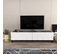 Meuble TV Design 2 Portes Basculantes Vanoise 149cm Blanc Et Noir Effet Marbre