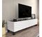 Meuble TV Design 2 Portes Basculantes Vanoise 149cm Blanc Et Noir Effet Marbre