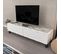 Meuble TV Design 2 Portes Basculantes Vanoise 149cm Blanc Et Blanc Effet Marbre