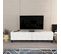 Meuble TV Design 2 Portes Basculantes Vanoise 149cm Blanc Et Blanc Effet Marbre