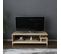 Meuble TV Design Kyrisa L120cm Métal Blanc Et Bois Chêne Clair