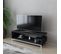 Meuble TV Design Kyrisa L120cm Métal Blanc Et Bois Anthracite