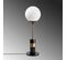 Lampe à Poser Moderne Esace Abat-jour Boule Blanc Opaque Et Métal Noir Et Or
