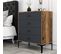 Commode 4 Tiroirs Secondo H90,7cm Bois Et Anthracite