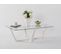 Table Basse Moderne Dinter L105cm Bois Massif Blanc Et Verre Transparent