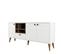 Buffet Moderne 4 Portes Sened L180cm Blanc Et Bois Foncé