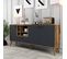 Buffet Moderne 4 Portes Sened L180cm Anthracite Et Bois Foncé