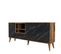 Buffet Moderne 4 Portes Sened L180cm Effet Marbre Noir Et Bois Foncé