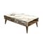 Table Basse Design Oviva L105cm Bois Foncé Et Effet Marbre Blanc