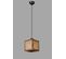 Suspension Moderne à Cannage Guzal L26xh26cm Rotin Naturel Et Bois Foncé