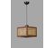 Suspension Moderne à Cannage Guzal L26xh26cm Rotin Naturel Et Bois Foncé